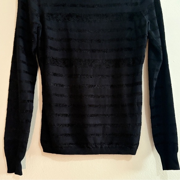 Guess Black Turtleneck Sweater with Velvet Textured Stripes - Picture 5 of 13